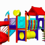 Multi tower playground equipment Kenya — Polyplay B series large multi tower play system for parks and schools.